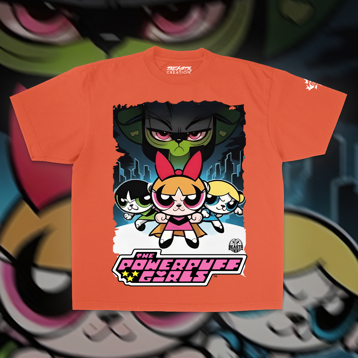 POWERPUFF GIRLS "PREMIUM" OVERSIZED UNISEX TEE IN PEACH image 0