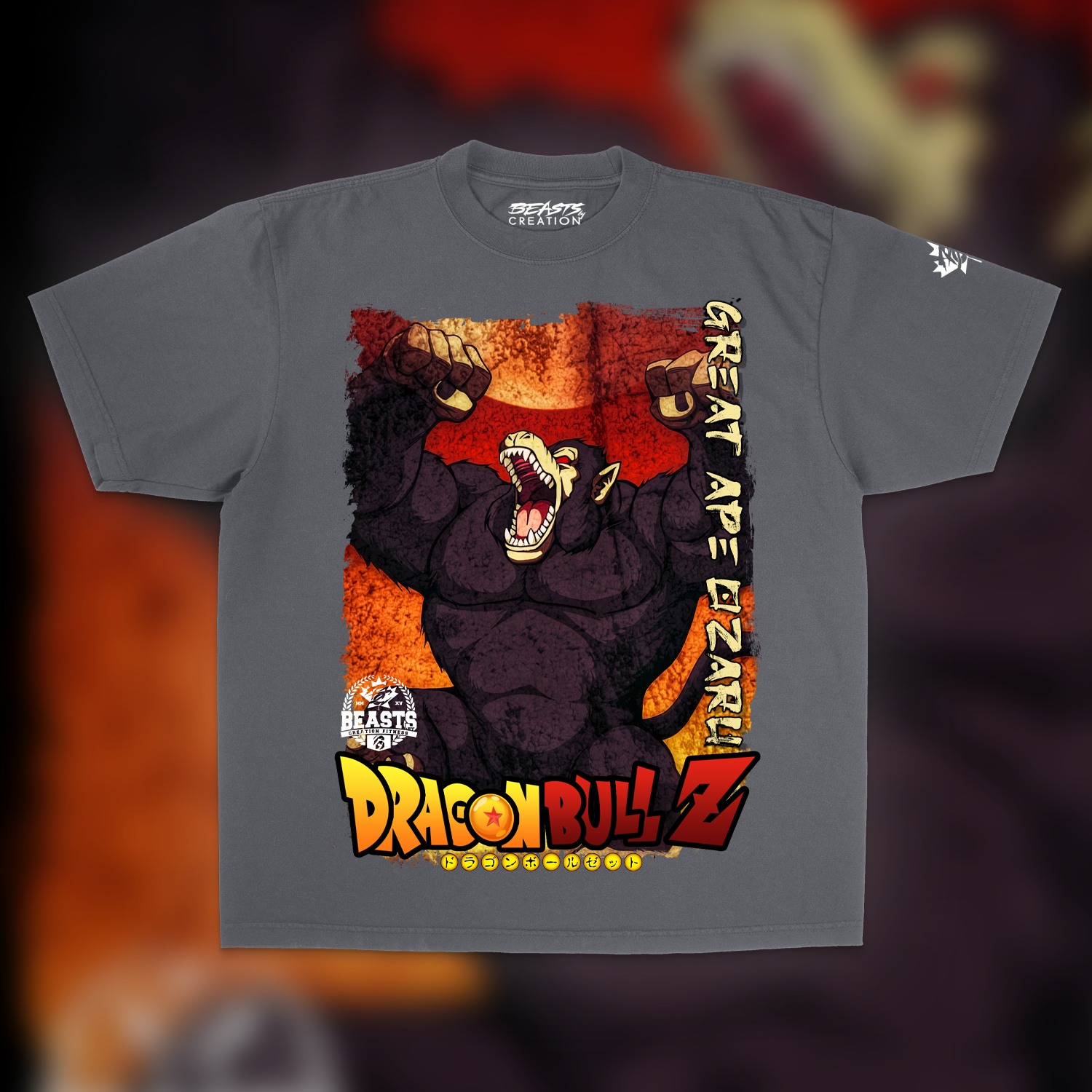 GREAT APE DRAGONBULL Z "PREMIUM" OVERSIZED UNISEX TEE IN SHADOW GREY image 0