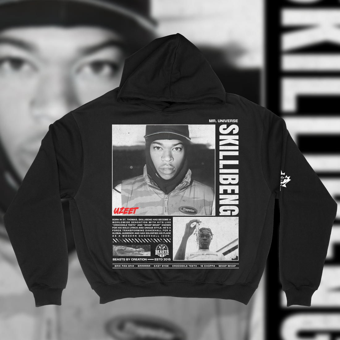 SKILLIBENG "BADEVRYDAY" PREMIUM" HOODIE IN BLACK image 0
