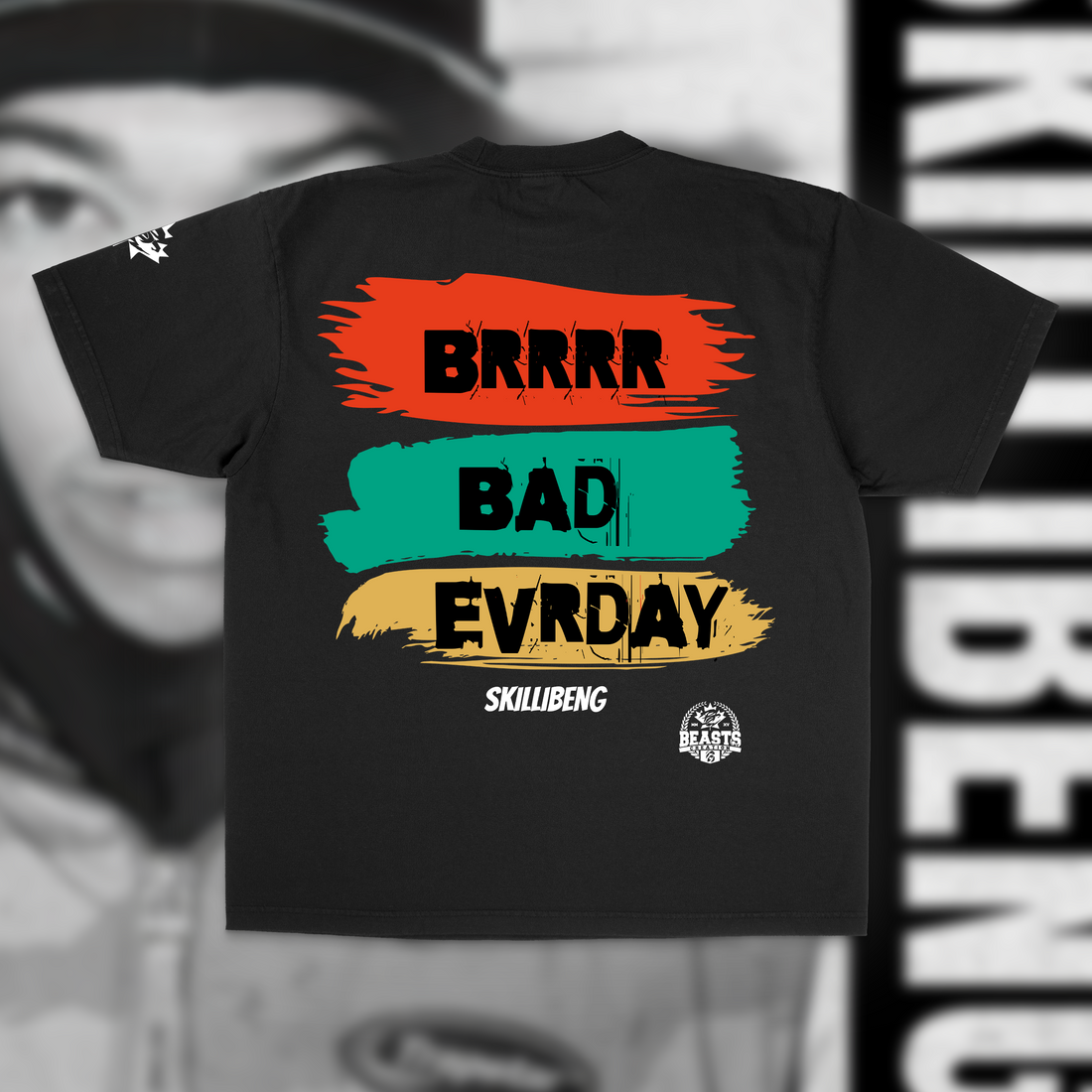 SKILLIBENG "BADEVRYDAY" PREMIUM" UNISEX TEE IN BLACK image 0