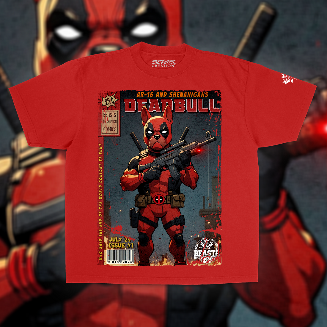 DEADBULL "PREMIUM" TEE IN POPPY RED image 0