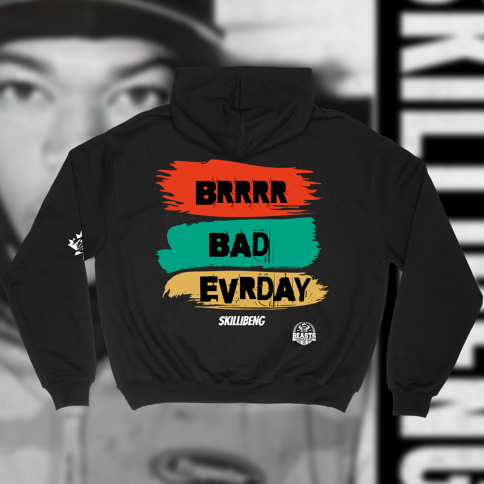 SKILLIBENG "BADEVRYDAY" PREMIUM" HOODIE IN BLACK image 1