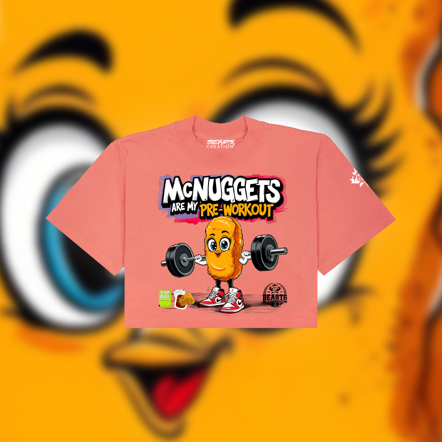 MS. MCNUGGET "PREMIUM" CROP TEE IN PEACH image 0