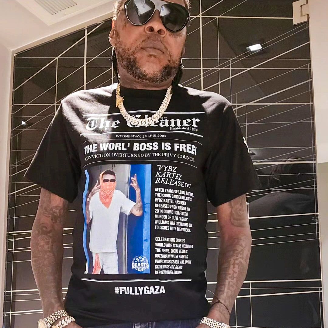 VYBZ KARTEL "GLEANER" PREMIUM" UNISEX TEE IN BLACK image 0