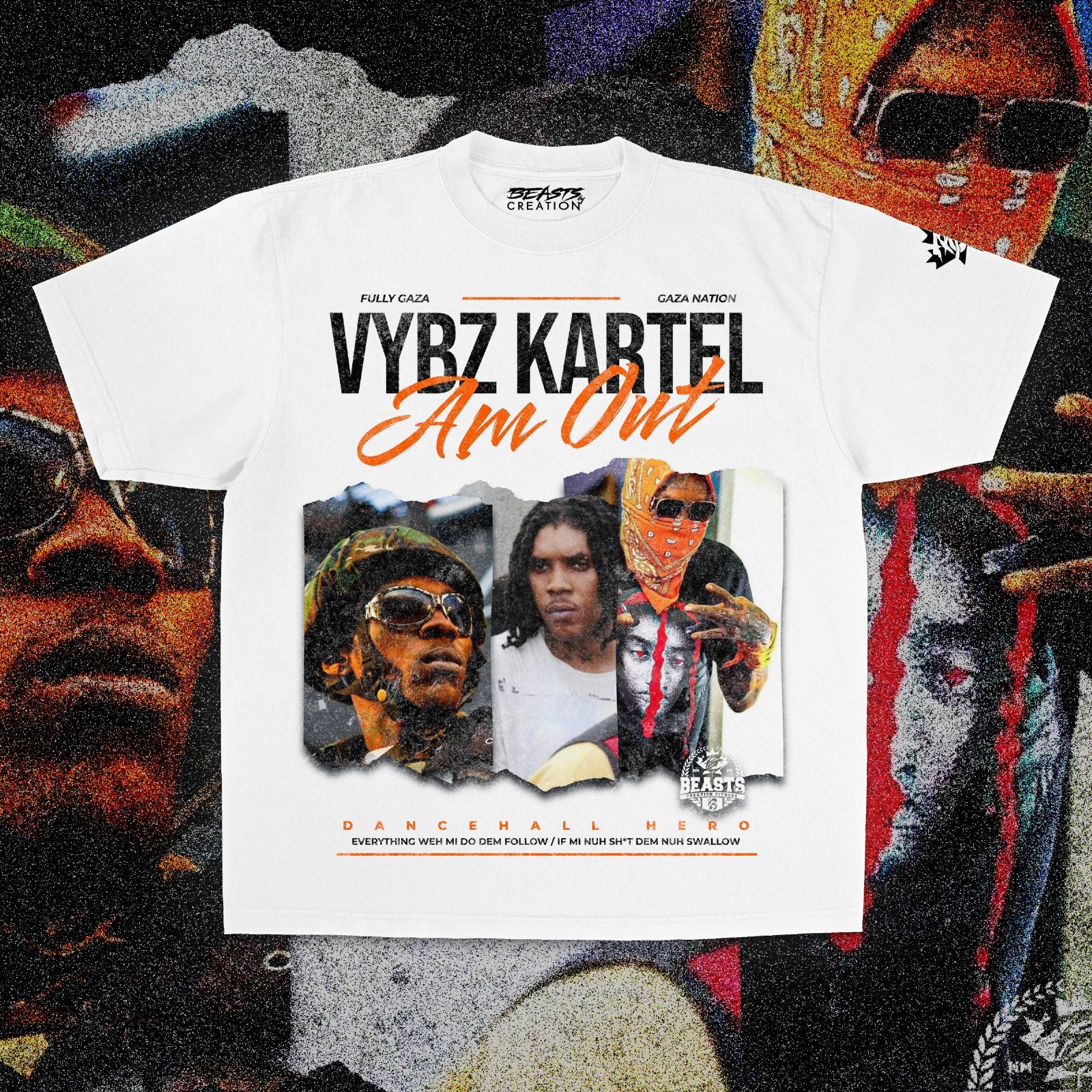 VYBZ KARTEL "AM OUT" PREMIUM" UNISEX TEE IN WHITE  image 0