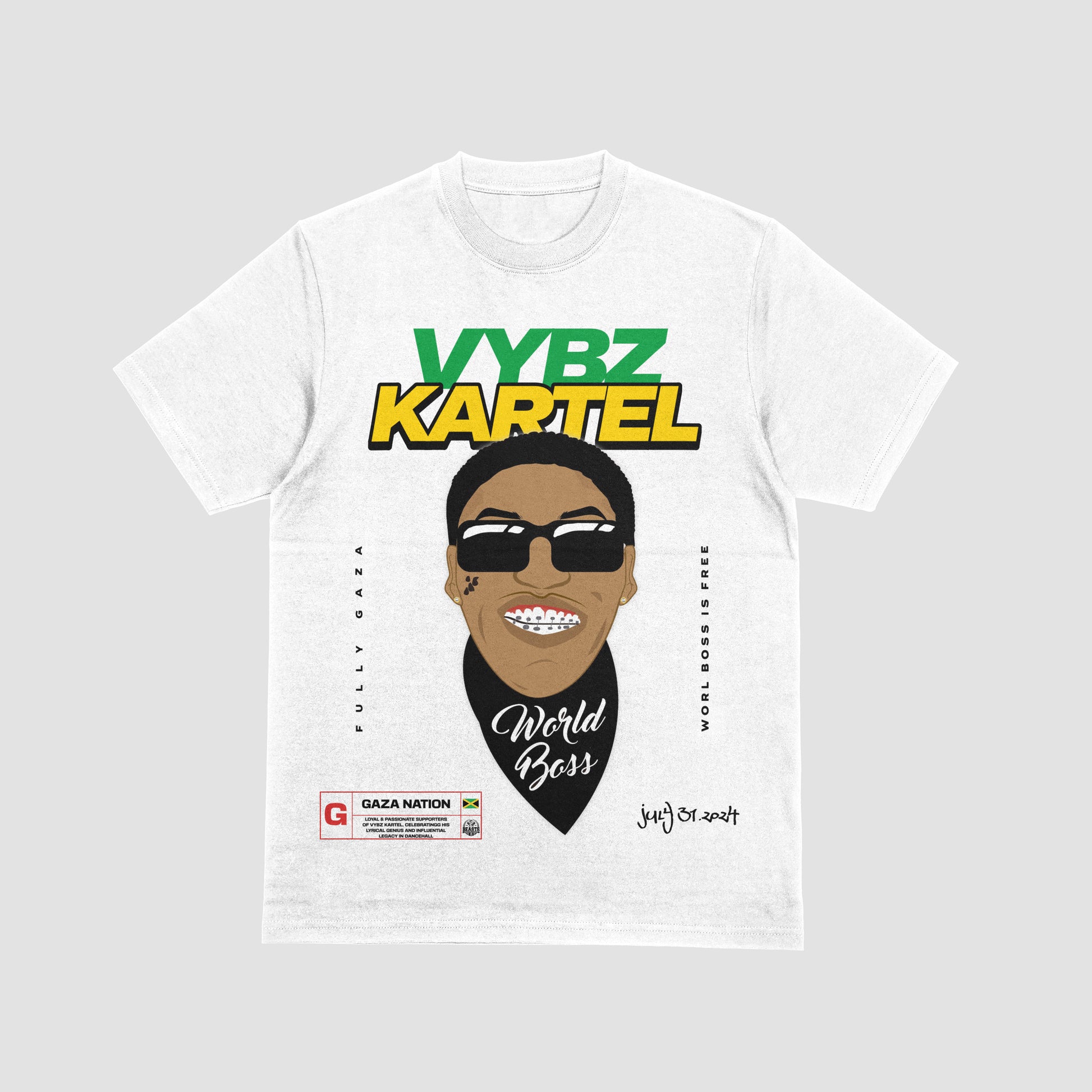 VYBZ KARTEL "KISS MI BABY" PREMIUM" UNISEX TEE IN WHITE image 0