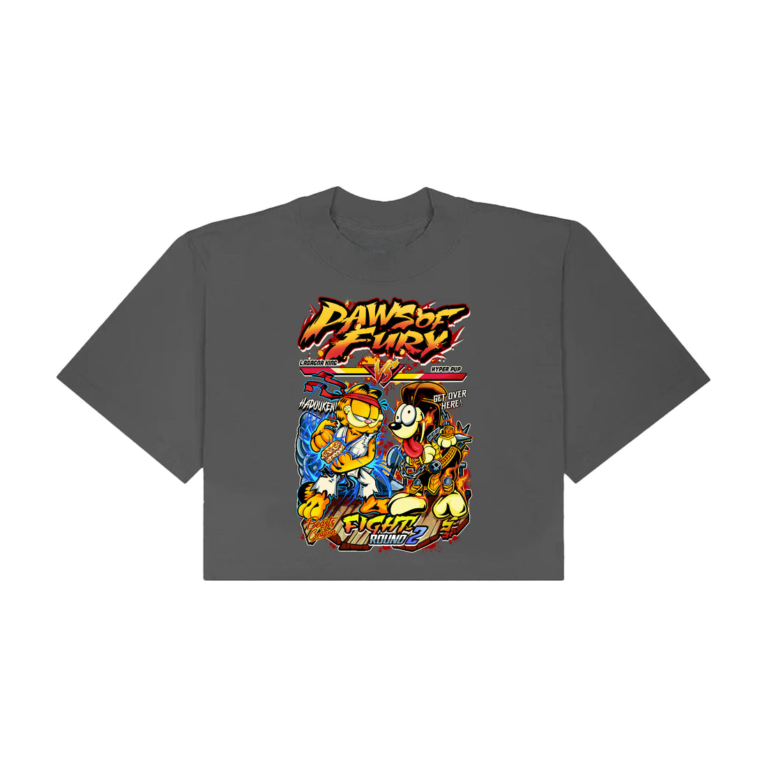 PAWS OF FURY - GARFIELD VS ODIE - "PREMIUM" CROP TEE