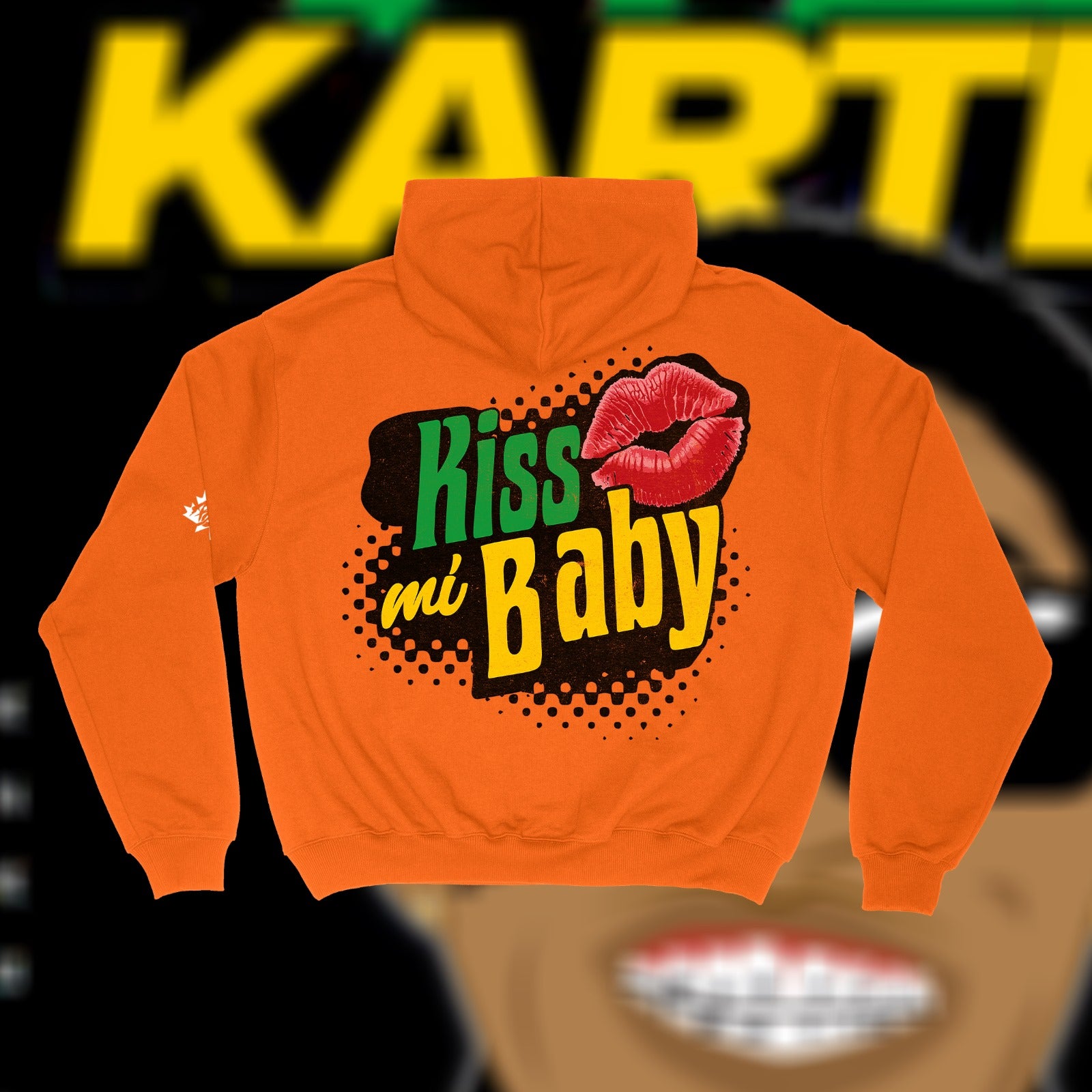 VYBZ KARTEL "KISS MI BABY" PREMIUM" HOODIE IN ORANGE image 1