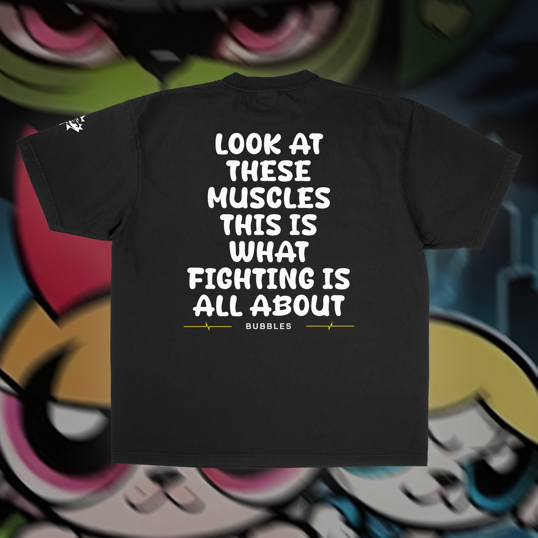 POWERPUFF GIRLS "PREMIUM" OVERSIZED UNISEX TEE IN BLACK image 0
