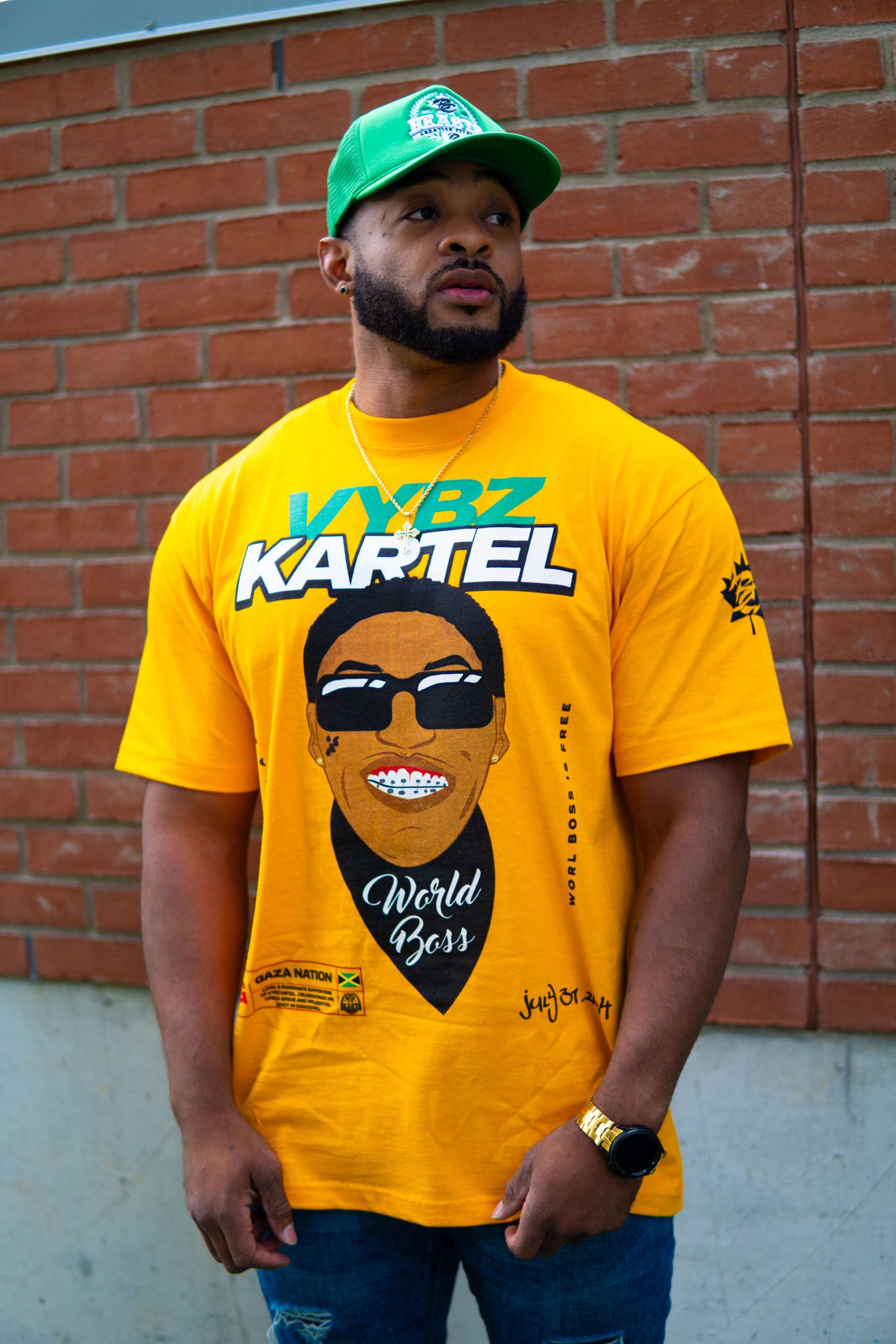 VYBZ KARTEL "KISS MI BABY" PREMIUM" UNISEX TEE IN YELLOW image 2
