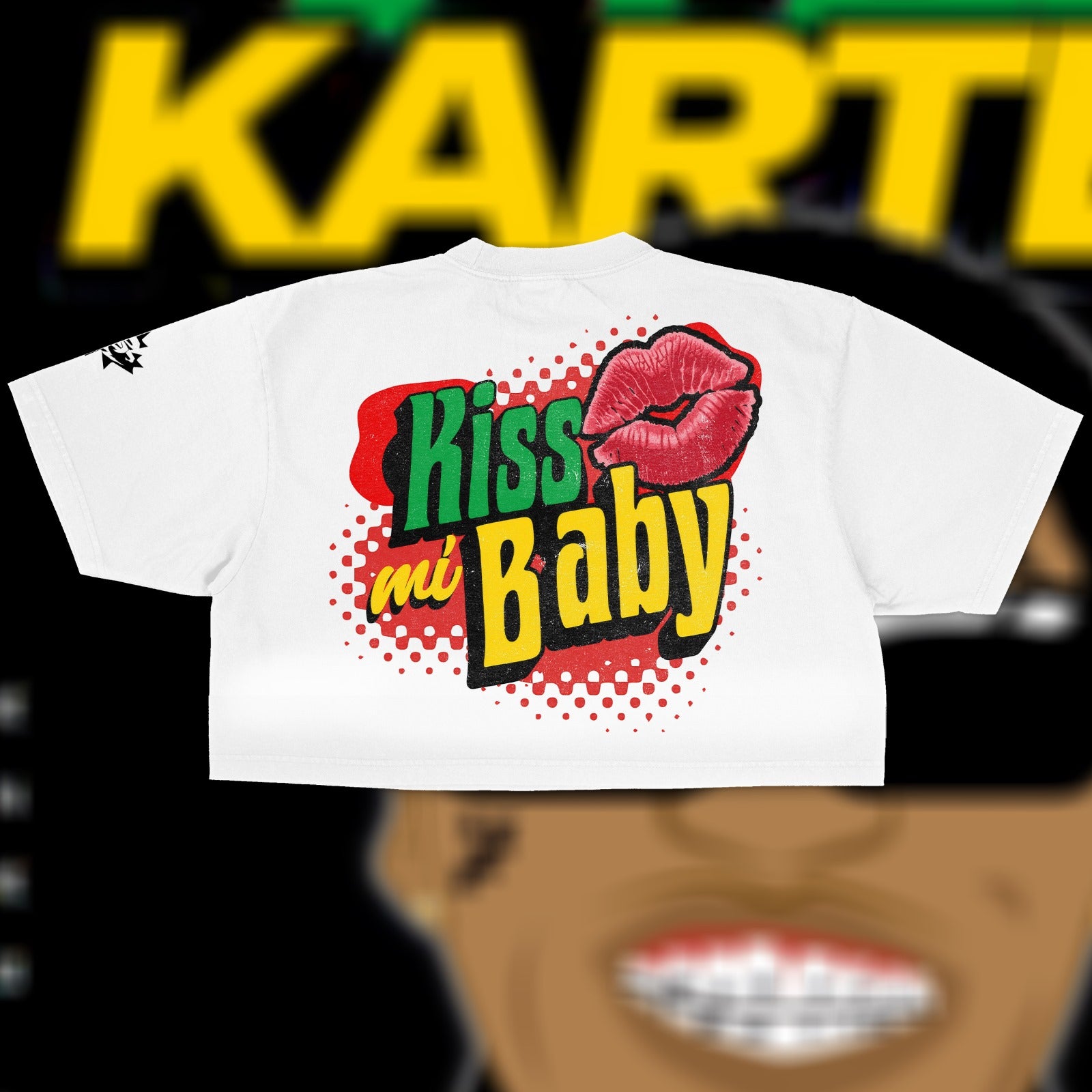 VYBZ KARTEL "KISS MI BABY" (WOMENS) CROP TEE IN WHITE image 1