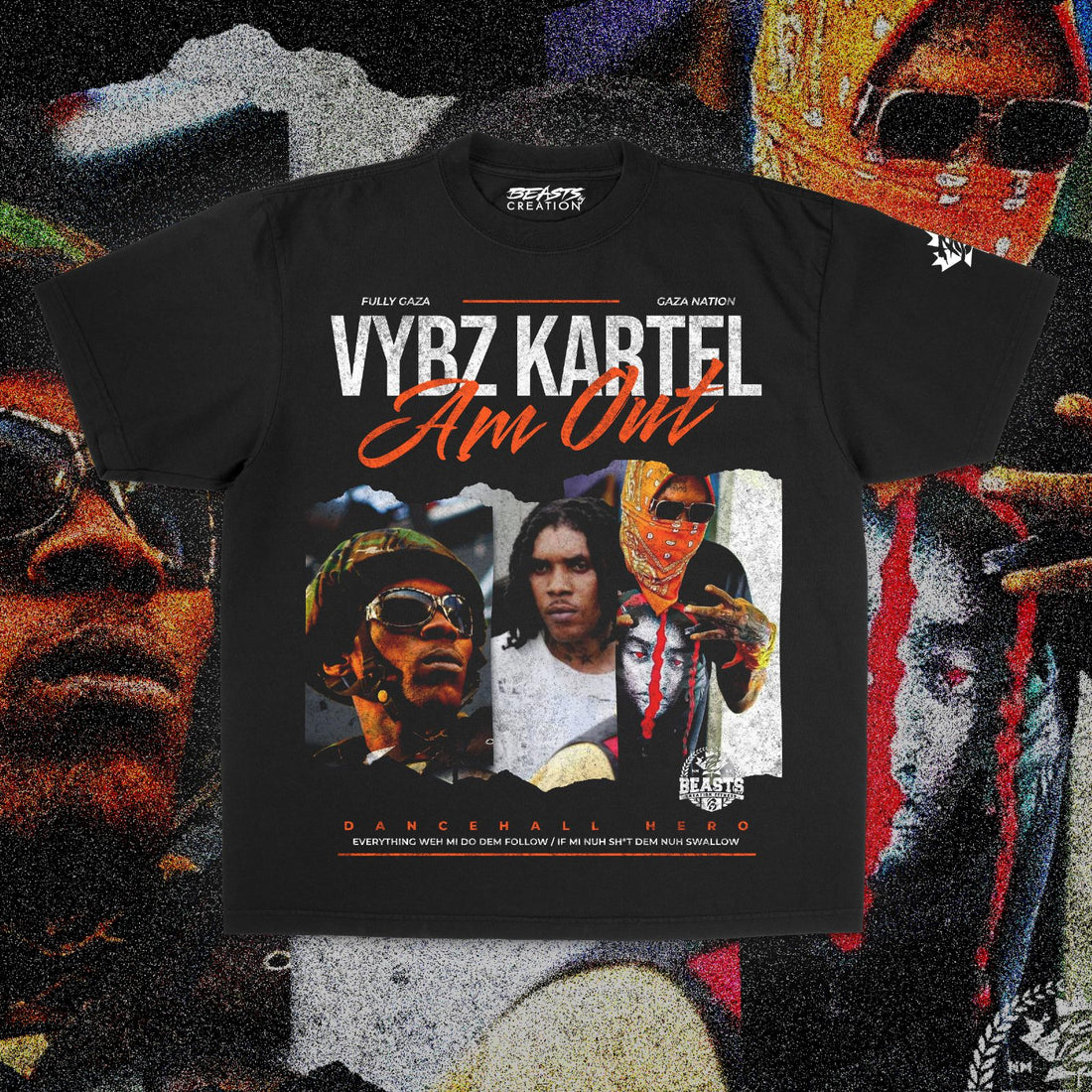 VYBZ KARTEL "AM OUT" PREMIUM" UNISEX TEE IN BLACK image 0