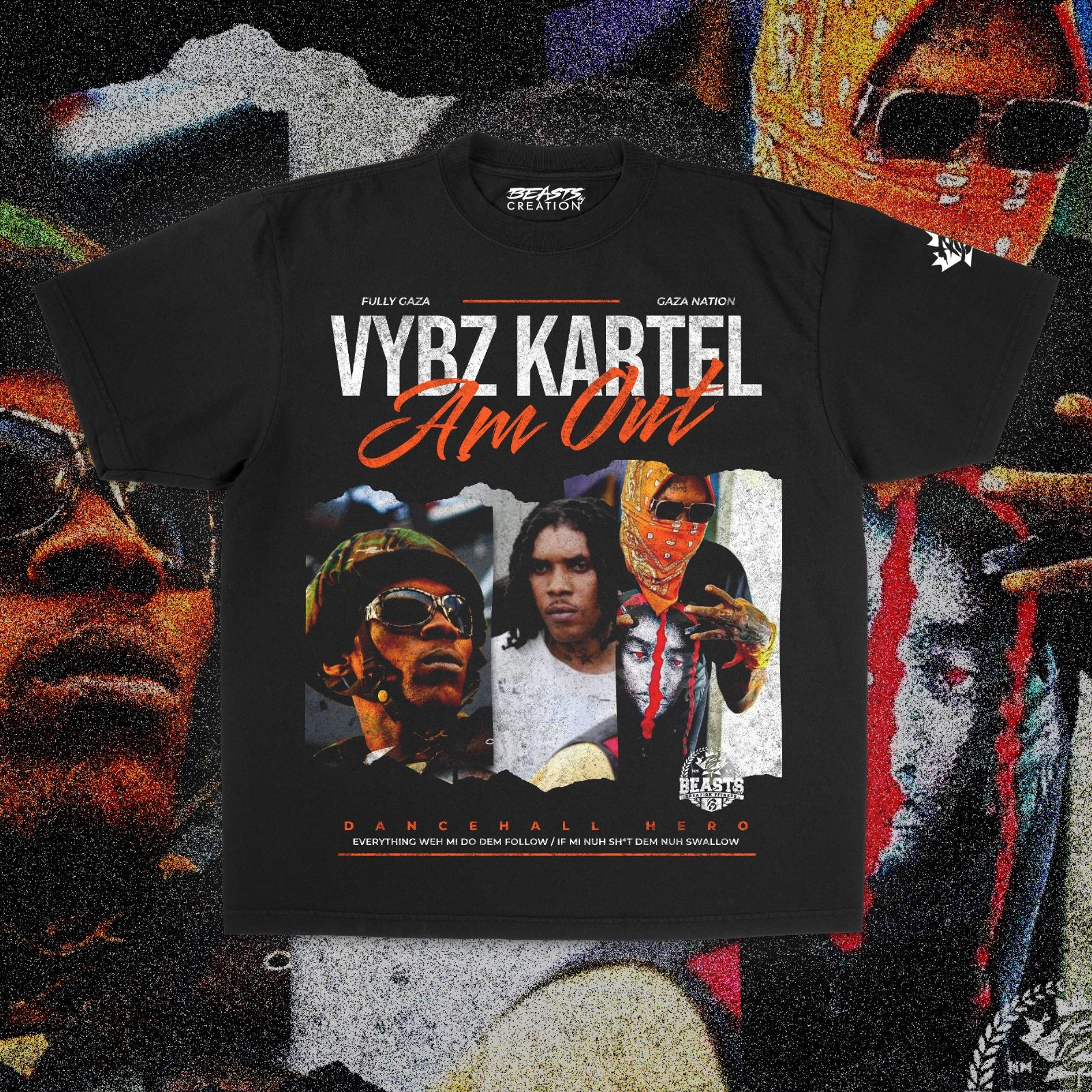 VYBZ KARTEL "AM OUT" PREMIUM" UNISEX TEE IN BLACK image 0