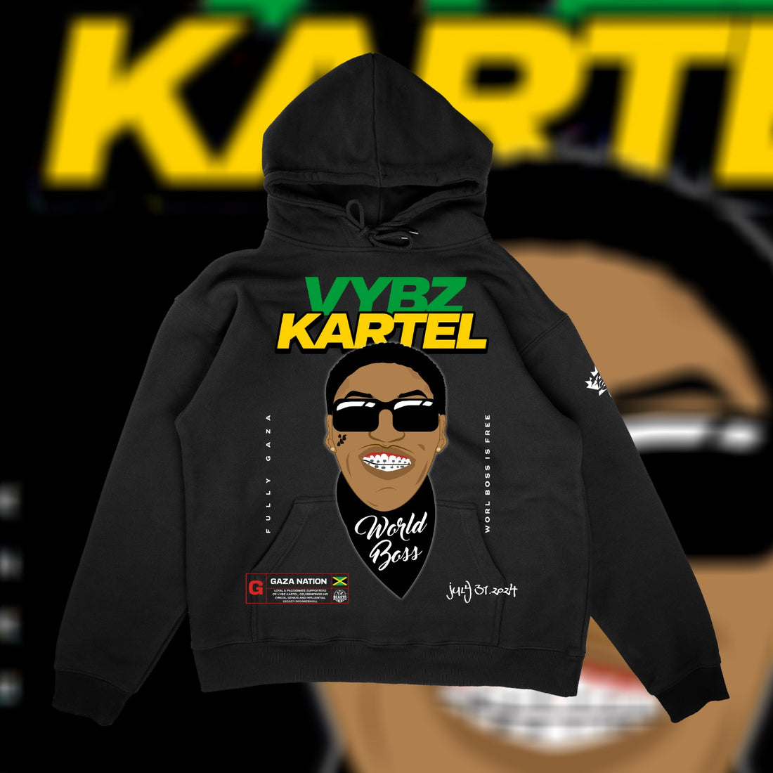 VYBZ KARTEL "KISS MI BABY" PREMIUM" HOODIE IN BLACK image 0