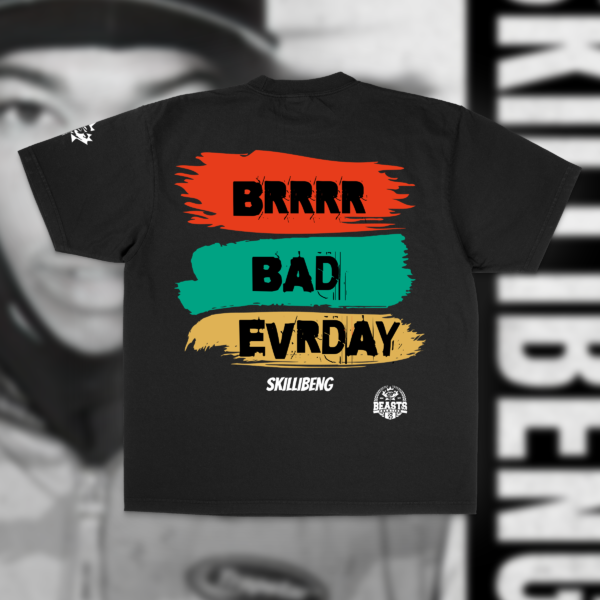 SKILLIBENG "BADEVRYDAY" PREMIUM" UNISEX TEE IN BLACK image 1